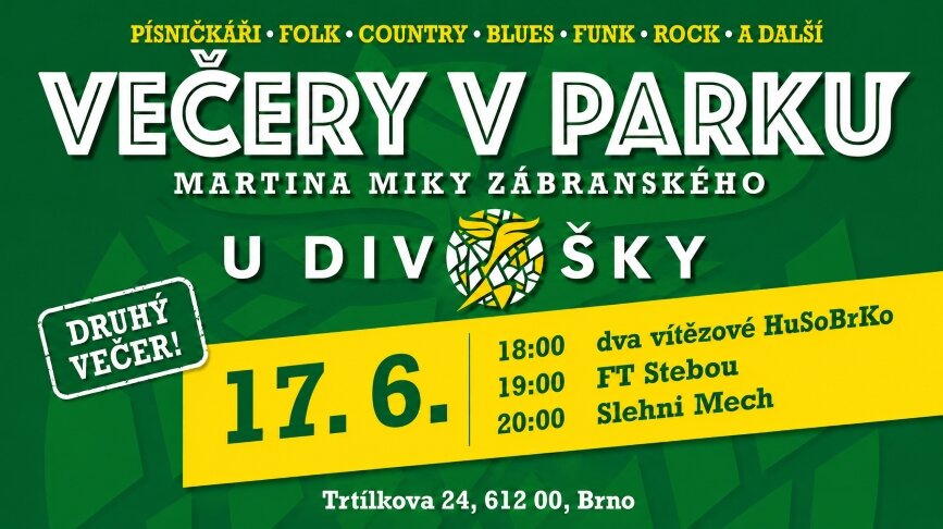 Večery v parku: dva vítězové HuSoBrKo / F.T. SteBou / Slehni Mech